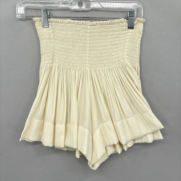 Koch Pants - Koch Shorts Womens XS White Smocked High Waist Flowy Pleated Made In USA